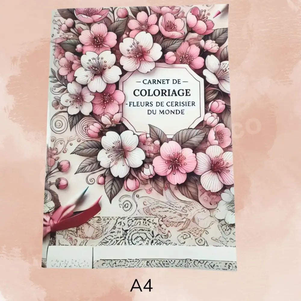 Carnet de coloriage fleurs de cerisier du monde A4 pour crayons de couleur