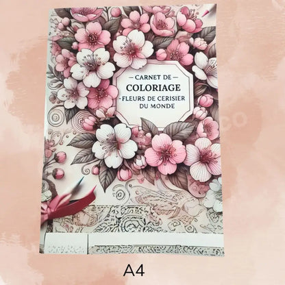 Carnet de coloriage fleurs de cerisier du monde A4 pour crayons de couleur