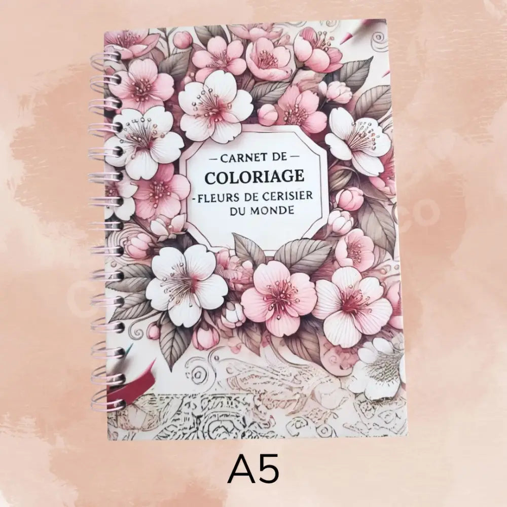 Carnet de coloriage fleurs de cerisier du monde A5 pour feutres